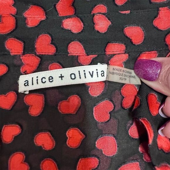 EUC Alice + Olivia Women's XS Black Sheer Button-Down Blouse - Picture 4 of 6